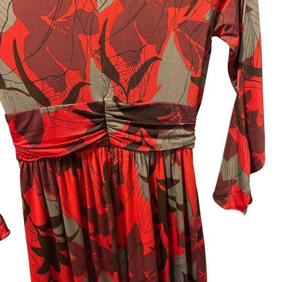 Zara Basic Womens Red & Brown Floral Wrap Dress Size Small dress - Picture 9 of 11